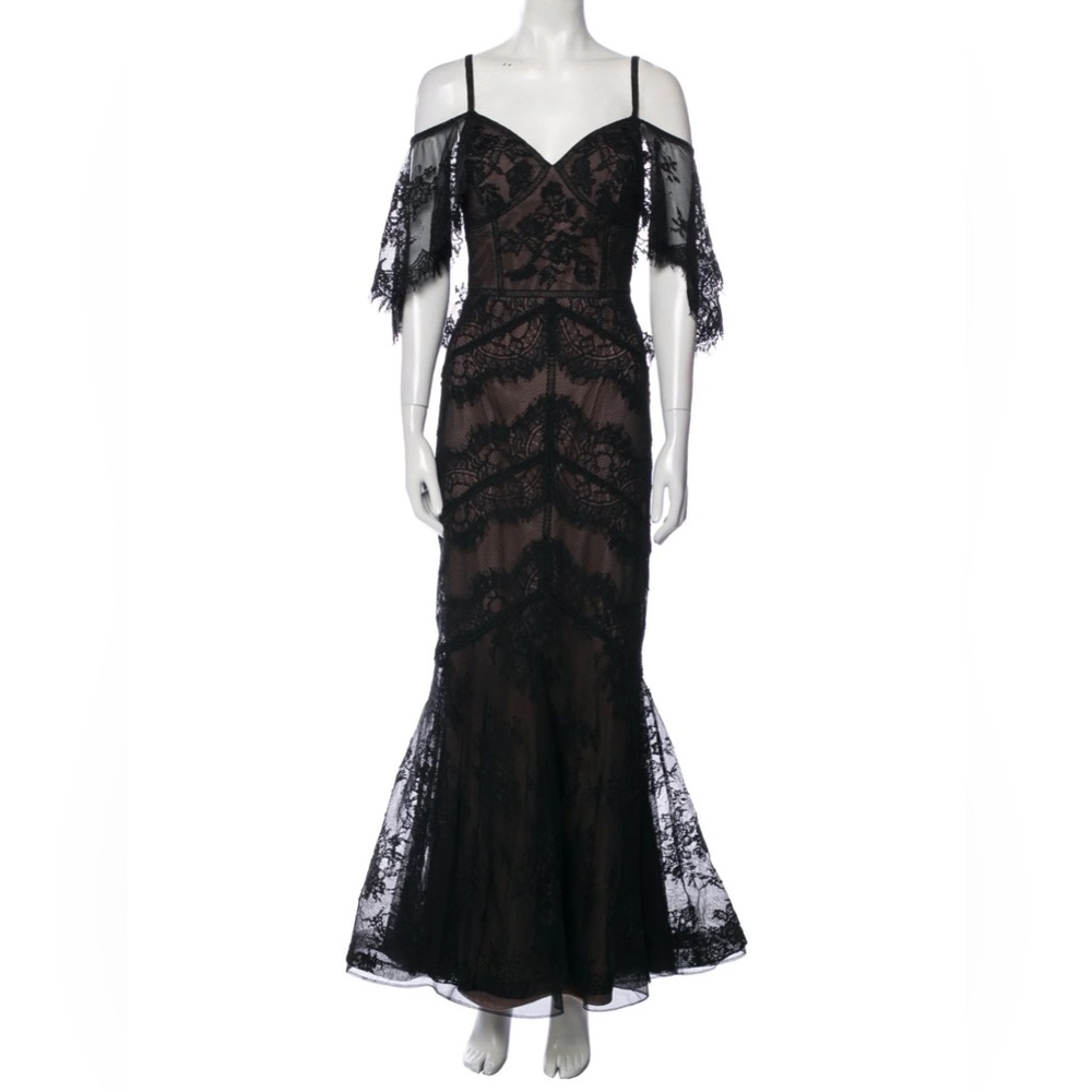 Teri Jon by Rickie Freeman Lace Pattern Long Dress- Size 2 (Used Once)